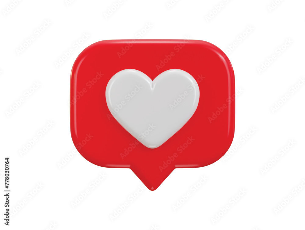 3d Love chat with heart icon concept on social media like icon 3d render 3d Love chat with heart icon concept on social media like icon 3d render