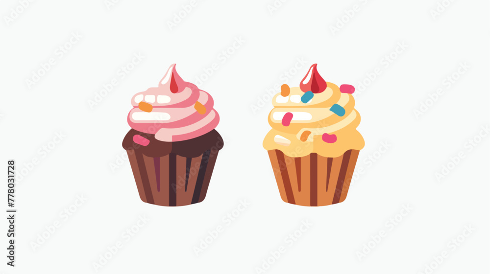 Cupcake icon flat vector isolated on white background