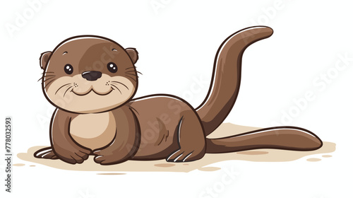 Cute funny otter. Vector illustration in hand drawn