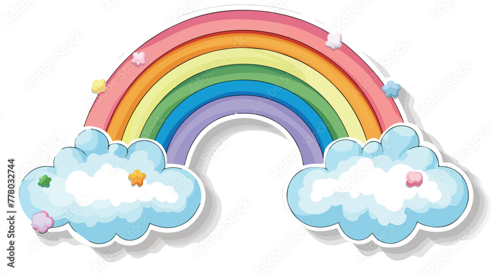 Cute half circle rainbow with cloud sticker
