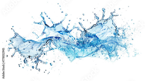 blue water splashing isolated on white or transparent png © David Kreuzberg