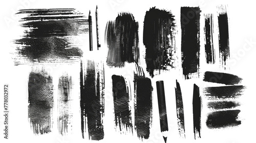 black pencil scribble stripes and bold paint marker shapes isolated on white or transparent png