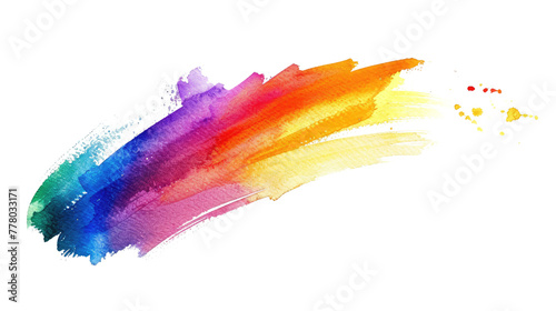 rainbow colored gradient watercolor paint brush stroke isolated on white or transparent png