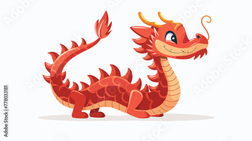 Cute red chinese dragon vector character isolated