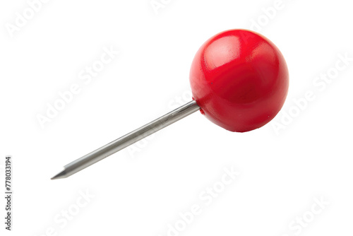 red push pin isolated on white or transparent png photo