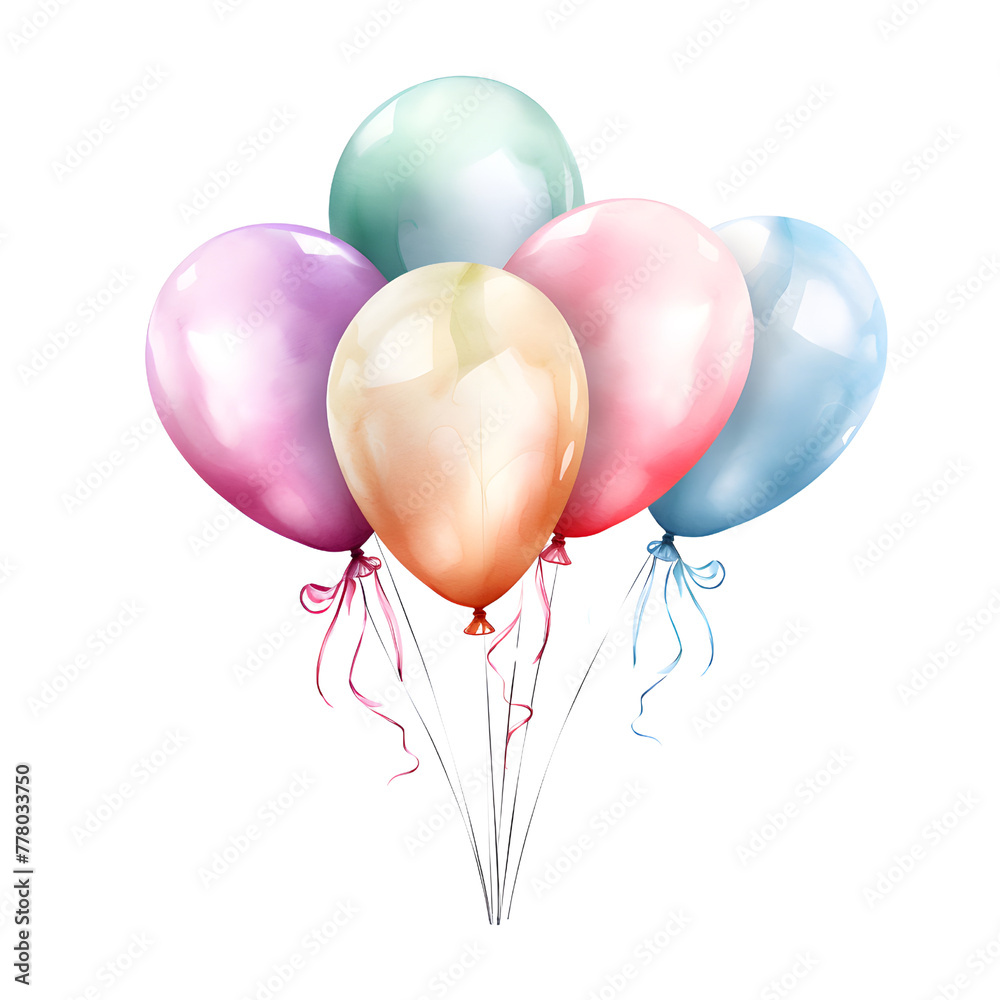 balloons watercolor illustration.