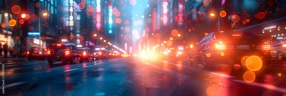 Abstract Neon Lights in Urban Nightlife,
Illuminated streets HD 8K wallpaper Stock Photographic Image
