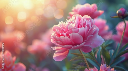 Large Pink Flower Blooms in Field