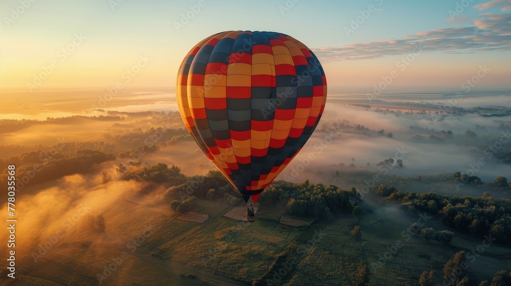 Obraz premium Hot Air Balloon Soaring Above Clouds
