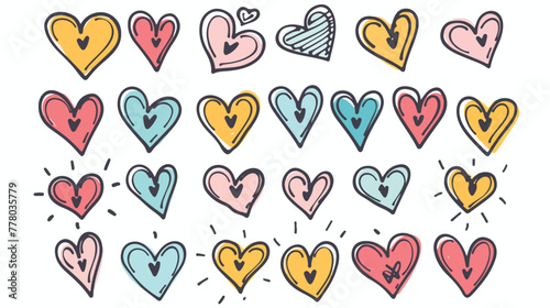 Doodle heart icons and illustrations for valentines a
