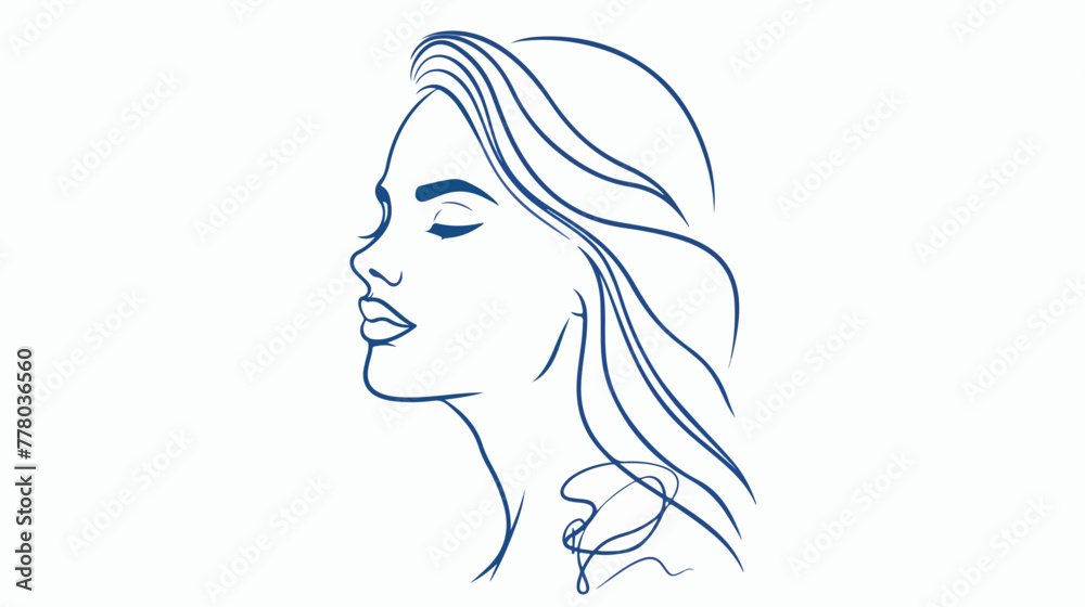 Elegant female head line icon on white background