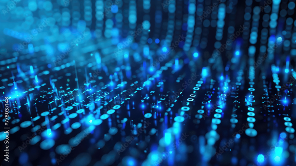 Blue digital binary data on computer screen background Generative AI Blue digital binary data on computer screen background Generative AI