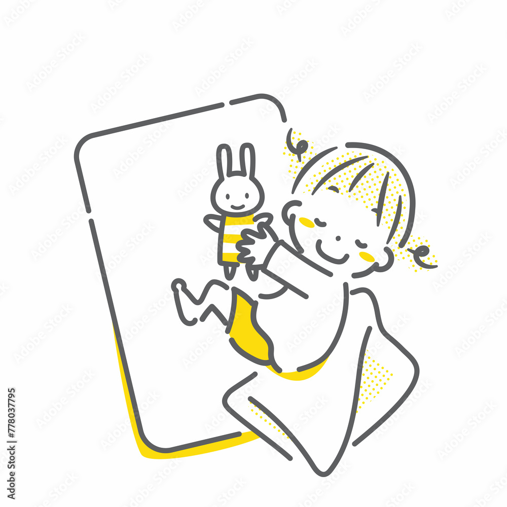 寝相の悪い女の子 シンプルでお洒落な線画イラスト 寝相の悪い女の子 シンプルでお洒落な線画イラスト