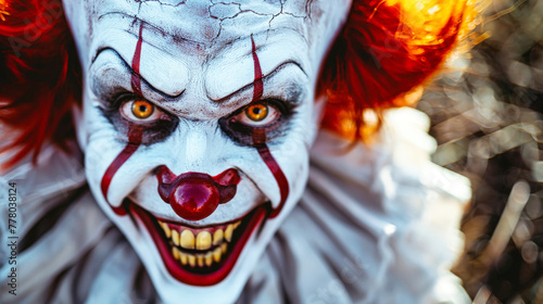 Close Up Portrait of a Clown With Red Hair