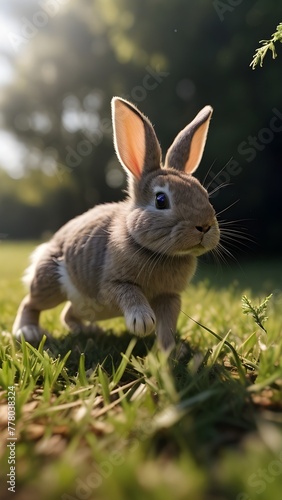 Bunny rabbit on the grass © madedee