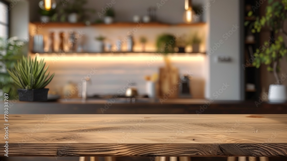 Sleek Kitchen Design with Warm Wood Accents