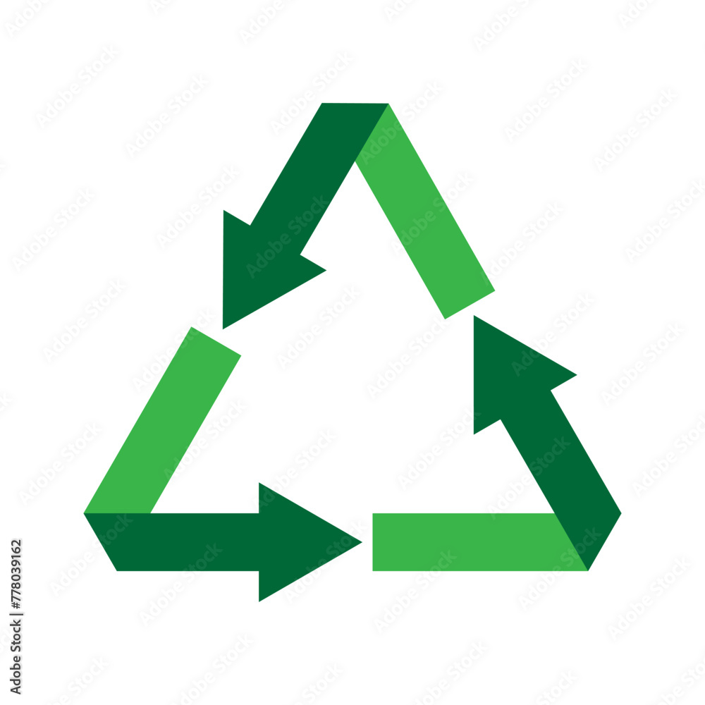 Vector green recycling symbol on a white background.
