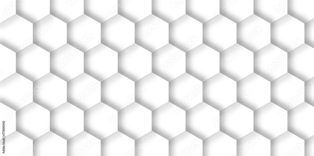 Fototapeta premium White hexagonal pattern. Abstract hexagon background.