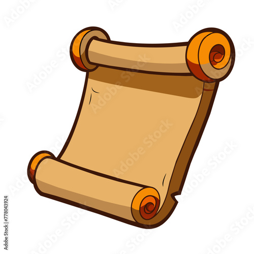 Old paper scroll and parchment cartoon blank ancient papyrus or antique manuscript