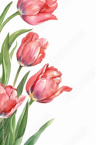 Watercolor tulip bouquet corners for Mother s Day cards 