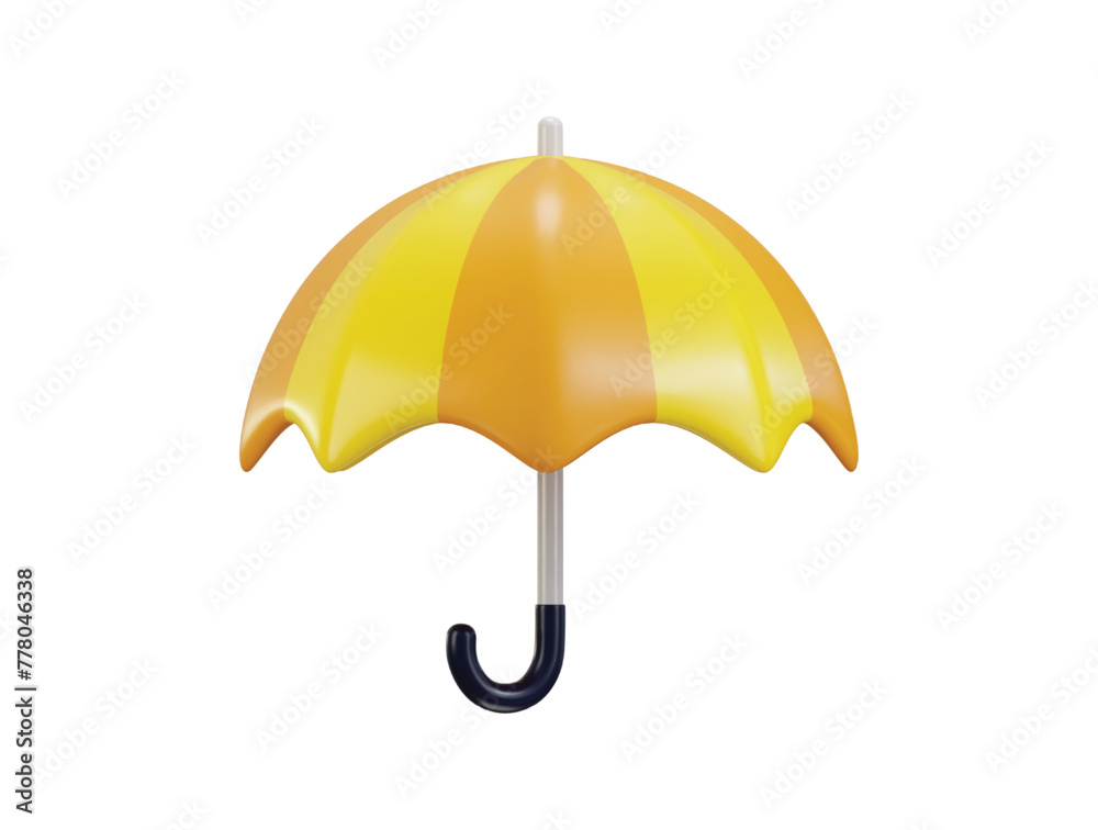 a yellow and orange umbrella with a white handle