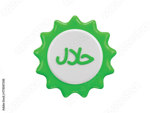 green halal badge icon 3d render