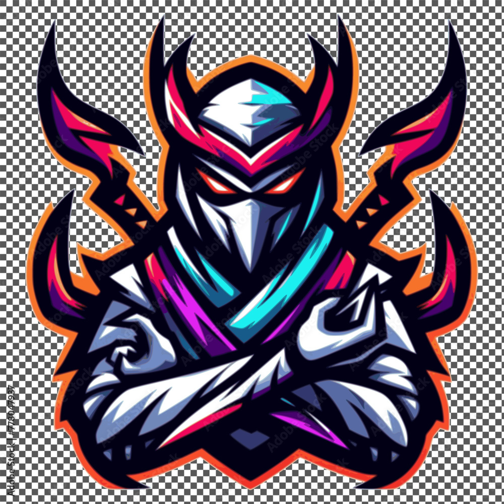 white ninja character suitable for T Shirt Design editable design available in PNG
