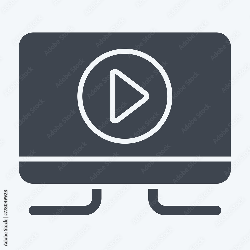 Icon Hd Tv. related to Entertainment symbol. glyph style. simple design illustration Icon Hd Tv. related to Entertainment symbol. glyph style. simple design illustration