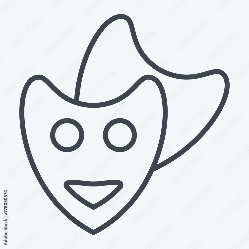 Icon Theatre Mask. related to Entertainment symbol. line style. simple design illustration Icon Theatre Mask. related to Entertainment symbol. line style. simple design illustration