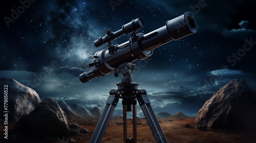 Astronomical telescope for observing stars, planets, Moon, celestial objects in the sky photo