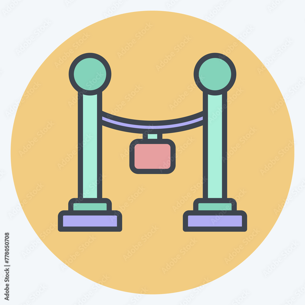 Icon Barrier Rope. related to Entertainment symbol. color mate style. simple design illustration Icon Barrier Rope. related to Entertainment symbol. color mate style. simple design illustration