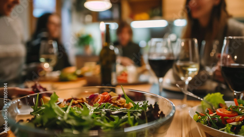 Close-Up of Food Brought by Guests with People Chatting in the Background