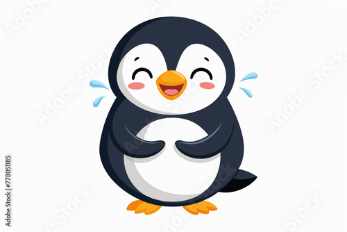 cute-penguin-holding-both-hands vector illustration 