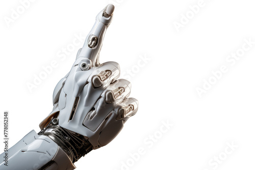 Robotic Hand Embracing Ephemeral Beauty. White or PNG Transparent Background.