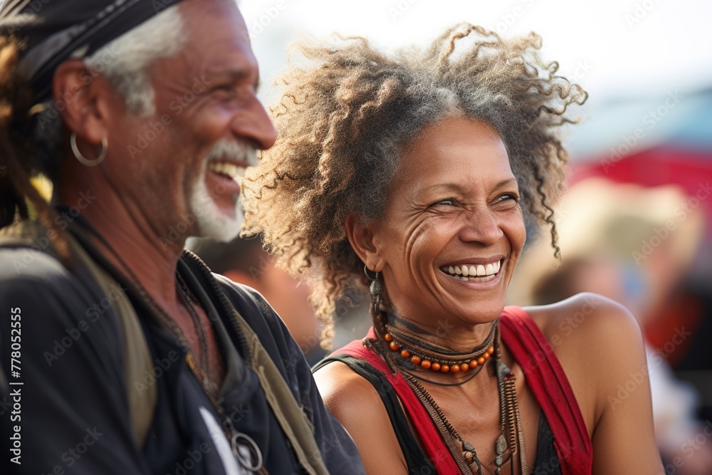 A man and a woman are smiling at the camera A man and a woman are smiling at the camera