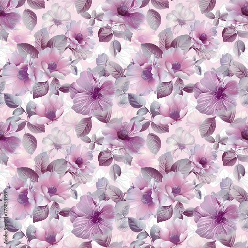 Floral pink color, Beautiful form natural, seamless pattern.