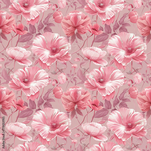 Floral pink color, Beautiful form natural, seamless pattern.
