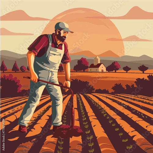 Farmer working at agricultural field