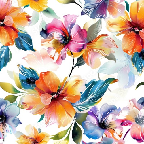 Floral Seamless Pattern Geometric Abstract, Watercolor Style, Background For Banner, HD