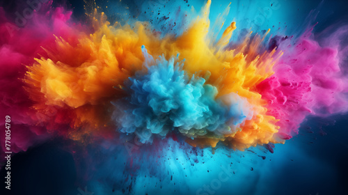 Color liquid ink splash abstract background rainbow art. Holi paint rainbow multi colored photo