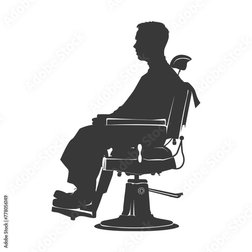 Silhouette Barber in action full body black color only