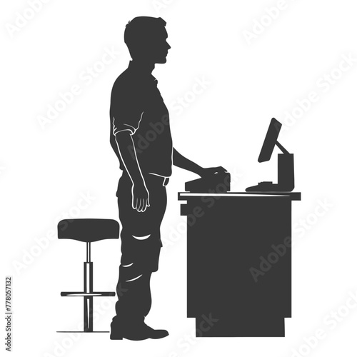 Silhouette Cashier in action full body black color only