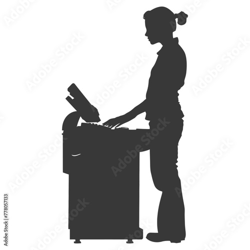 Silhouette Cashier in action full body black color only