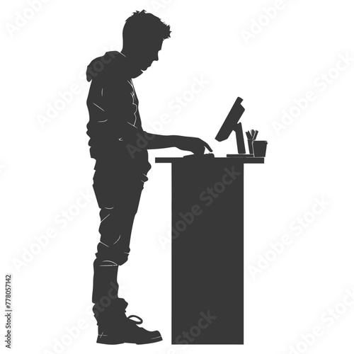 Silhouette Cashier in action full body black color only