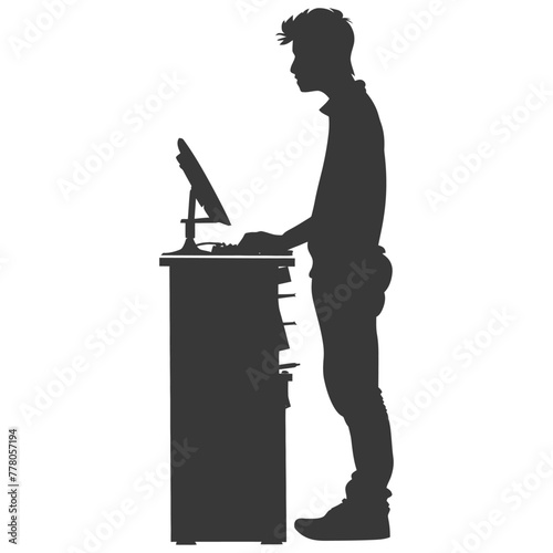 Silhouette Cashier in action full body black color only