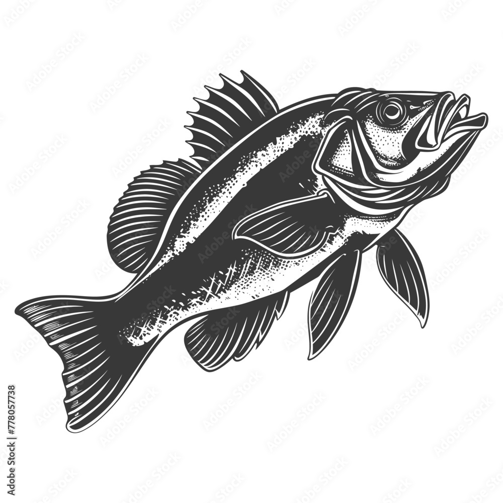 Silhouette Cod Fish animal black color only