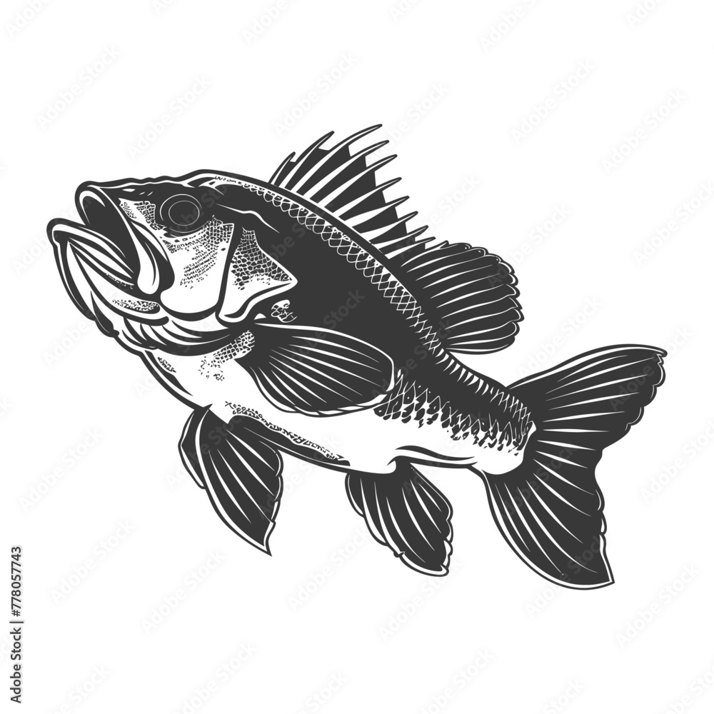Silhouette Cod Fish animal black color only