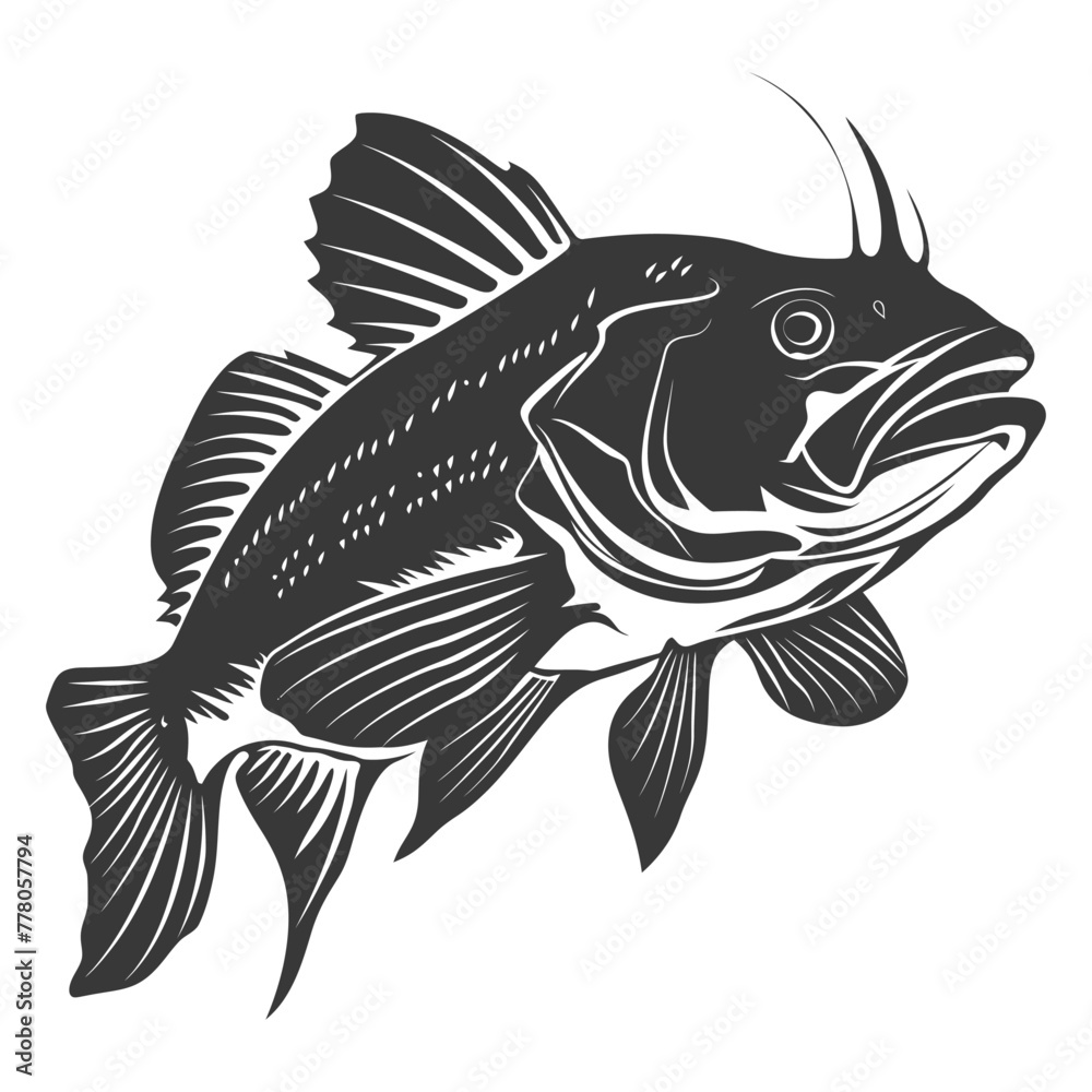Silhouette Cod Fish animal black color only Silhouette Cod Fish animal black color only