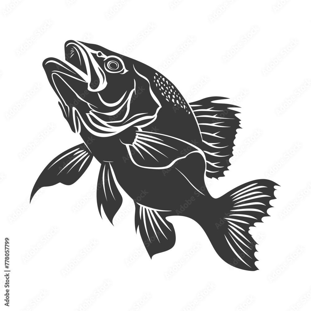 Fototapeta premium Silhouette Cod Fish animal black color only