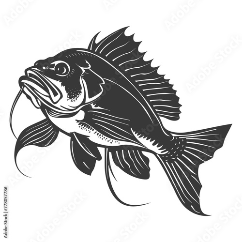 Silhouette Cod Fish animal black color only